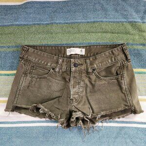 Y2K Olive green low rise distressed denim shorts